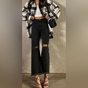 NWT Princess Polly Cece Hammer wide Leg knee rip jeans size 4